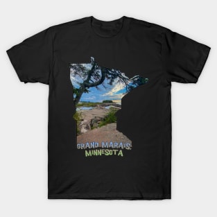 Minnesota State Outline - Grand Marais T-Shirt